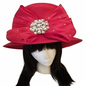 Woman Red large Brimmed hat